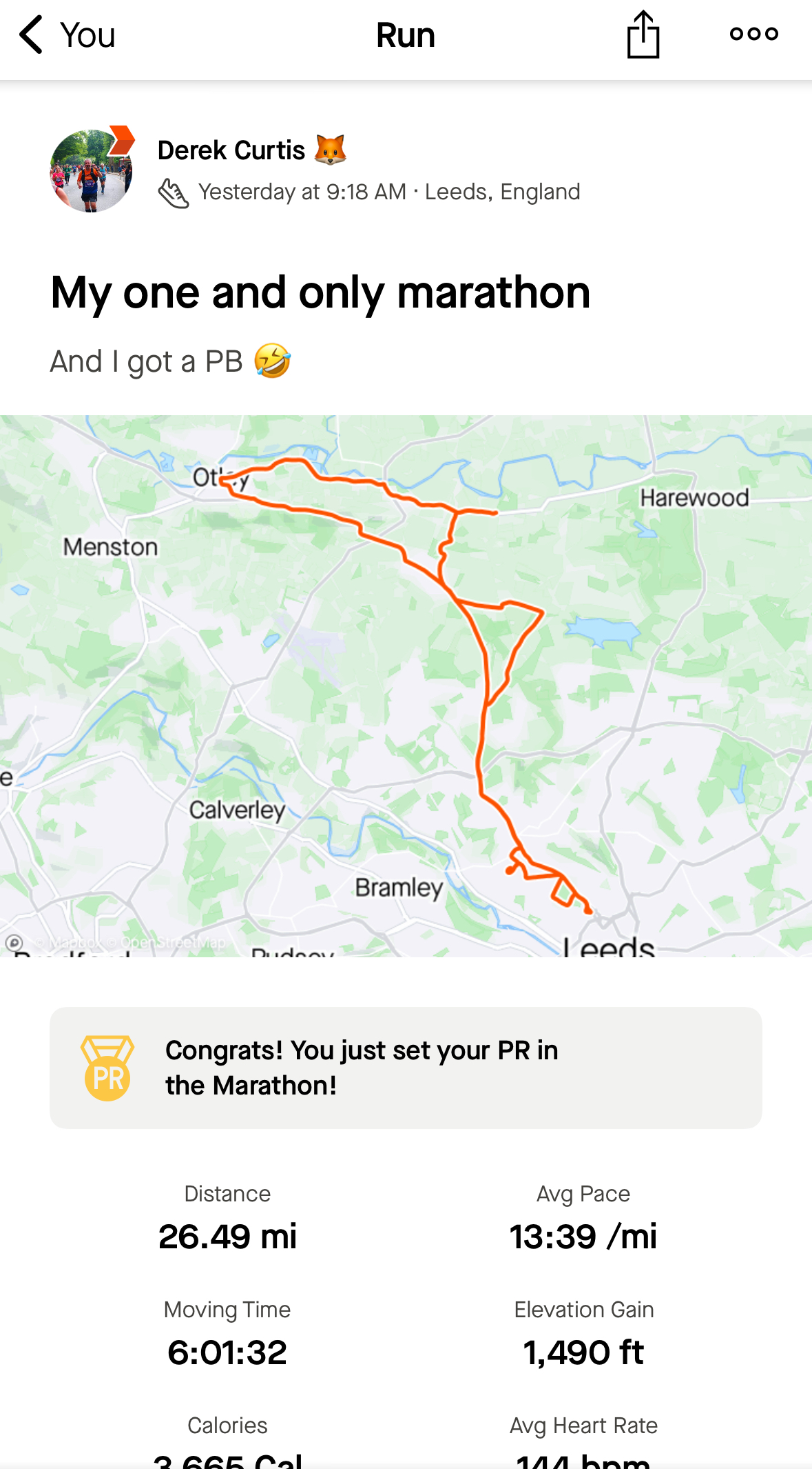 Marathon route